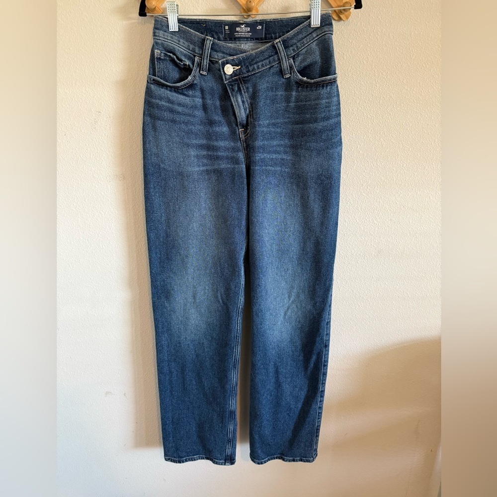 Hollister Womens Ultra High Rise Dad Vintage Stretch Blue Jeans